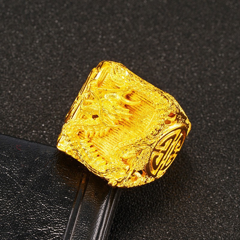Bold and Stylish High-Impression Lucky Dragon Open Ring, Dragon Men's Ring, Cross-Border Simple Imitation Gold Dragon Ring for Men Wholesale