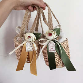 ins风小清新结婚喜糖盒伴手礼手提篮网红款百日宴满月礼品包装宴