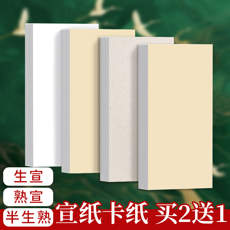 国画卡纸加厚宣纸长方形镜片纸毛笔书法纸国画纸空白软卡画画装裱