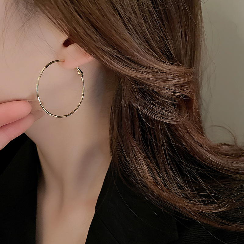 Silberne Nadel, rund, funkelnd, personalisierter Ring im Metallstil, modische, einfache und vielseitige Ohrringe für Frauen_voghion.com