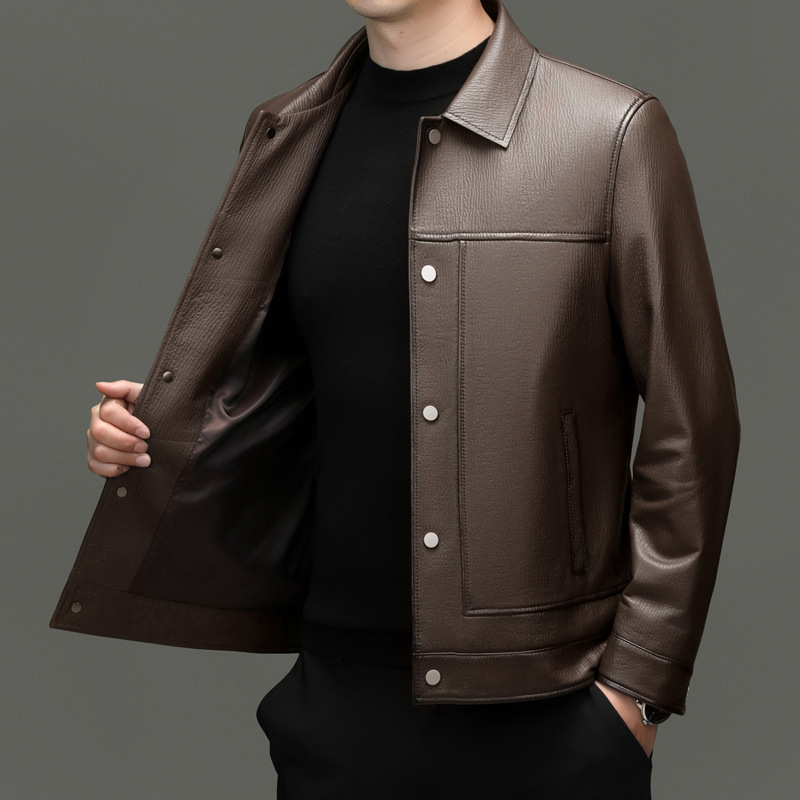 秋冬新款海宁2025头层绵羊皮真皮皮衣修身外套时尚商务男式皮夹克
