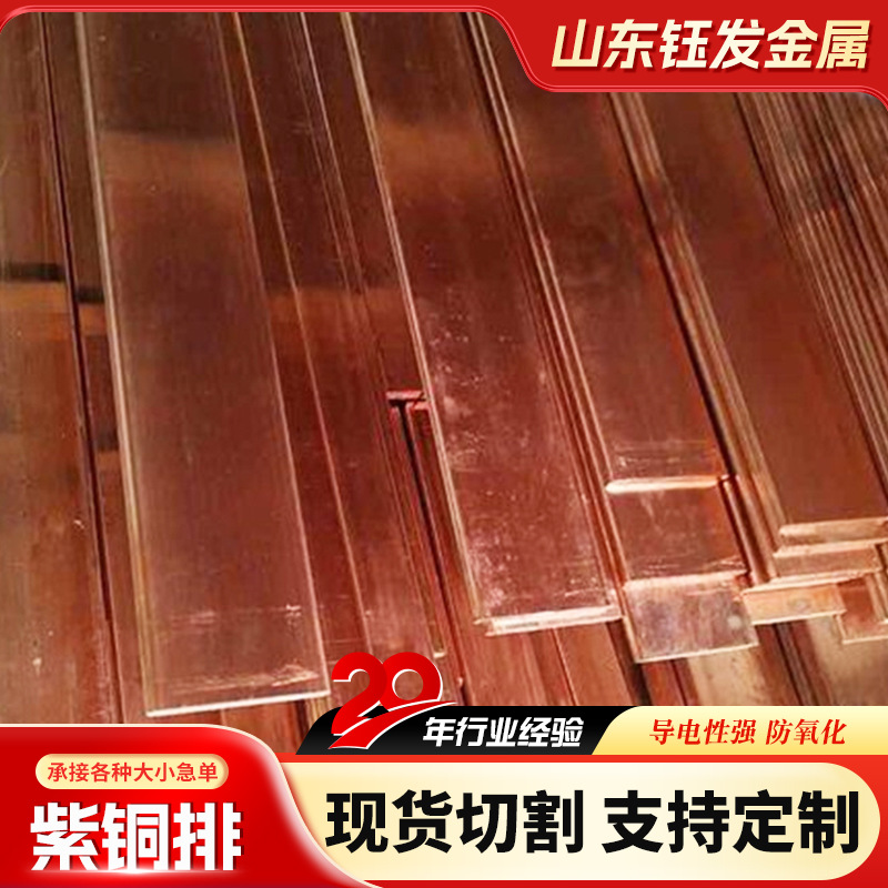 T2高纯度紫铜排 接地导电用无氧紫铜排 折弯打孔镀锡铜排
