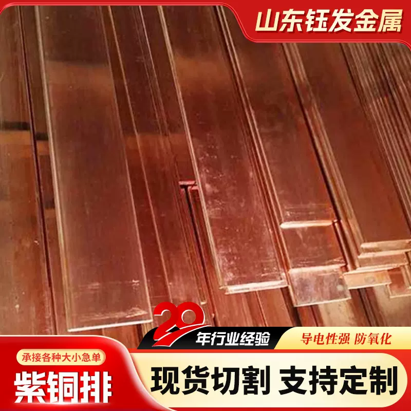 T2高纯度紫铜排 接地导电用无氧紫铜排 折弯打孔镀锡铜排