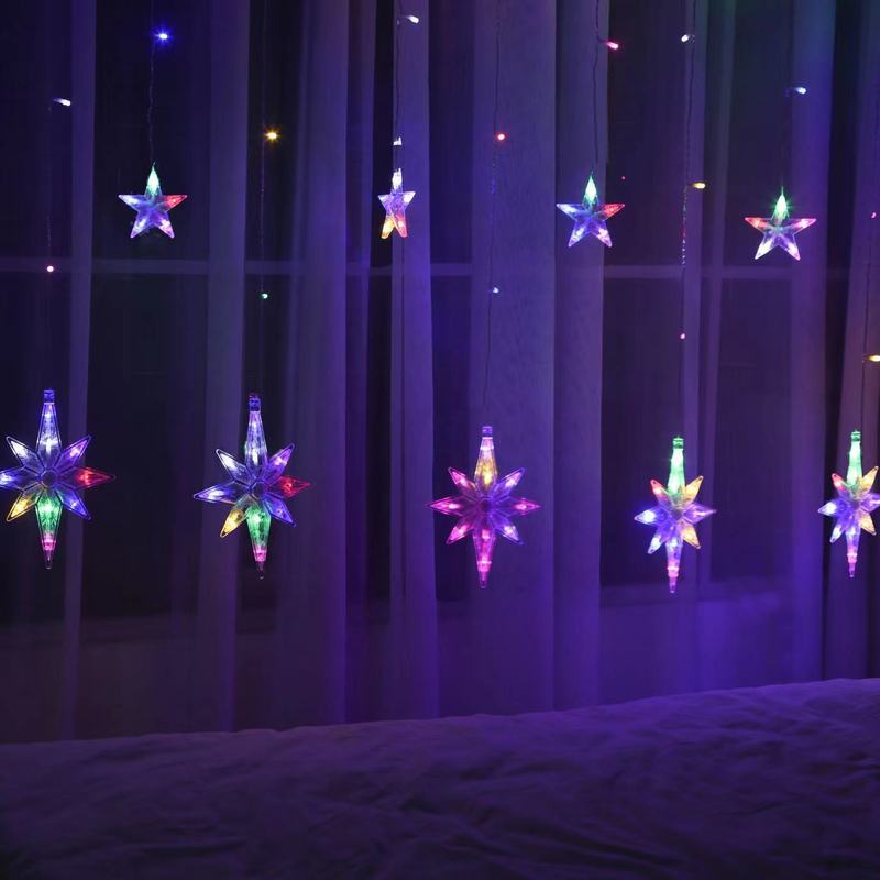 Led小夜灯部屋北極星カーテン灯夜市灯灯帯灯串七色装飾灯祭り灯灯|undefined