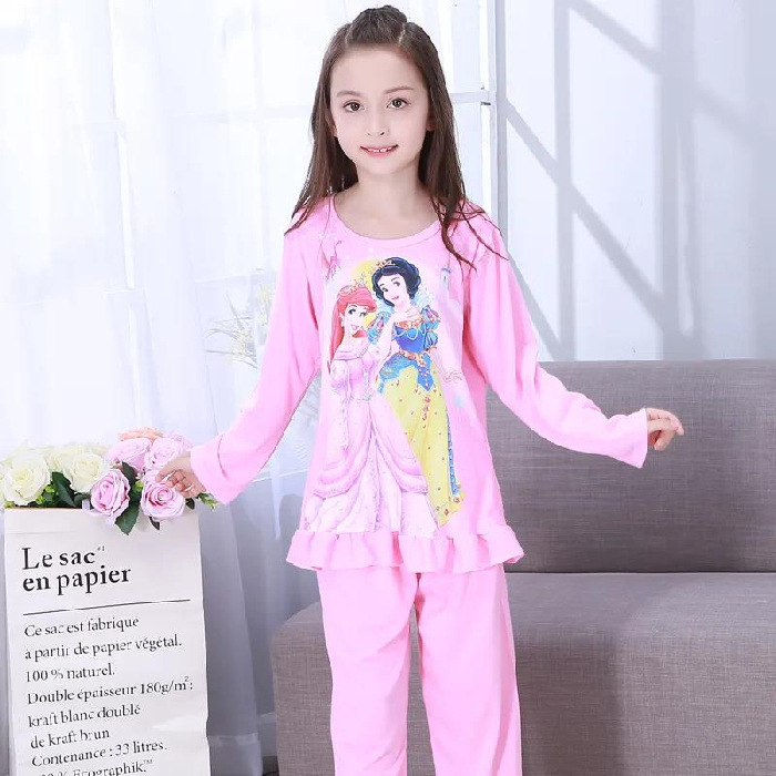 Pijamas infantiles de manga larga primavera y otoño verano niñas niños grandes ropa de aire acondicionado delgada princesa bebé set de ropa de hogar