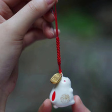 原创设计宫典国潮招福兔子水音铃铛挂件国风中秋礼品挂件过节礼物