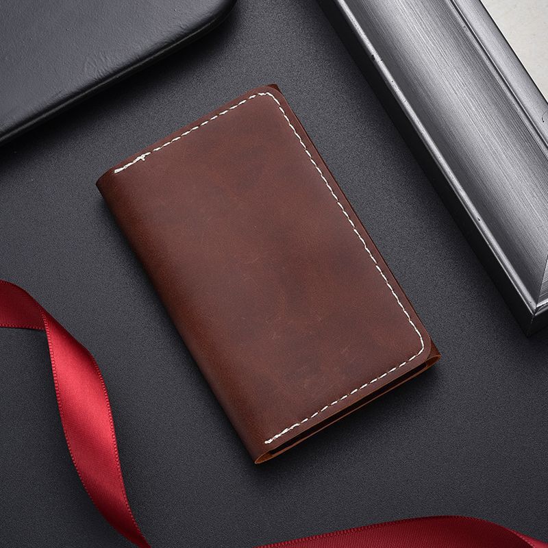 Retro Old Handmade Genuine Leather Texture Men's Card Holder Driver's License Leather Case Accordion Change Bank Card Holder Coin Purse