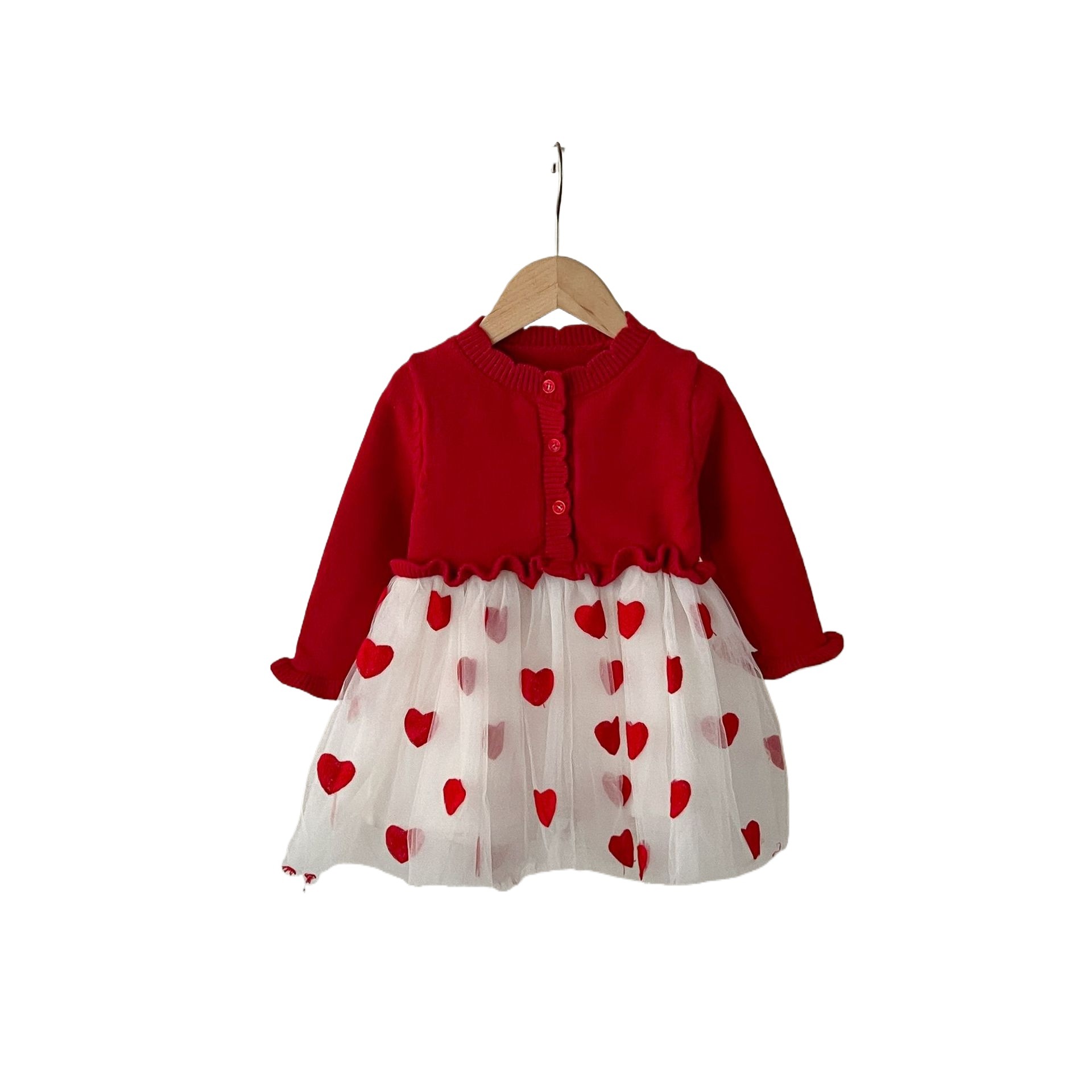 INS estilo coreano niñas Otoño e Invierno vestido de malla de lana de algodón puro bebé versátil falda de estilo occidental suave