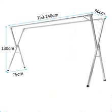 双杆晒被阳台挂衣架X型晾衣杆不锈钢晾衣架落地折叠室内外晒衣架