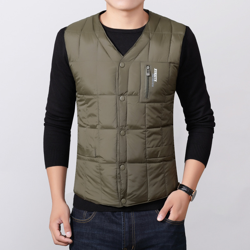 2024 manufacturers middle-aged and elderly autumn and winter short thickened down silk vest father outfit wear warm down jacket vest