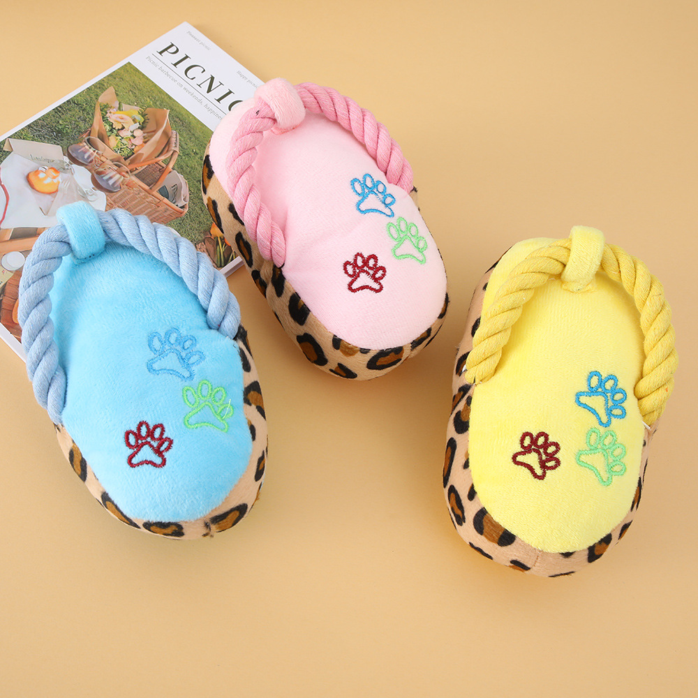 제조업체 도매 해외 애완용품 강아지 물림방지 씹는 게임용 면로프 슬리퍼 소리나는 봉제인형