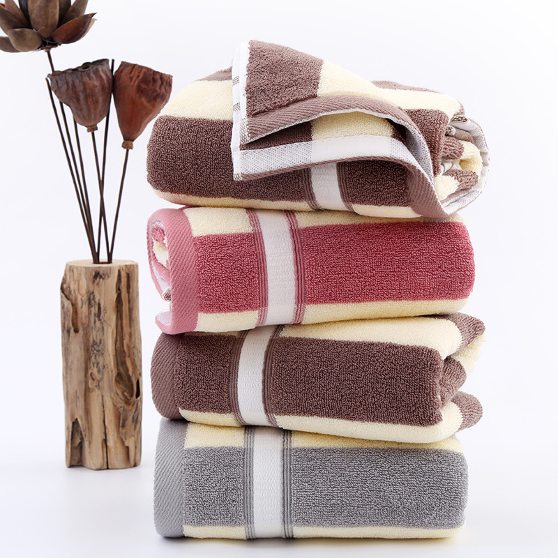 Pure cotton 32 strands color strip towel 120g thick adult home wash face towel supermarket high quality gift wholesale Pure cotton 32 strands color strip towel 120g thick adult home wash face towel supermarket high quality gift wholesale