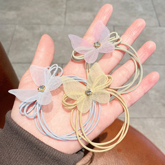 Eugene chiffon bow hair tie crystal hair ornament wholesale stall supply small accessories hair accessories manufacturer
