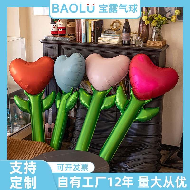 Mother's Day Balloon Heart Bouquet Trendy Stall Balloons Small Gift for Mom Flower Photo Props Foil Balloons