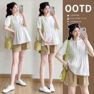 Maternity Wear 2025 Summer New Baby Doll Shirt, Fresh, Loose, Slim, Fashionable and Versatile Maternity Age-Reducing Top