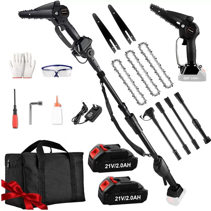手电锯爆款充电式锂电锯长柄高空剪枝加长杆伐木链锯高枝电动电锯