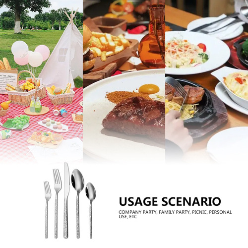 Cross-border Amazon stone grain stainless steel tableware set hotel western steak knife and fork spoon dessert spoon dessert fork