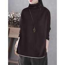 欧货胖mm大码女装复古洋气减龄高领德绒保暖长袖秋冬季新款休闲潮