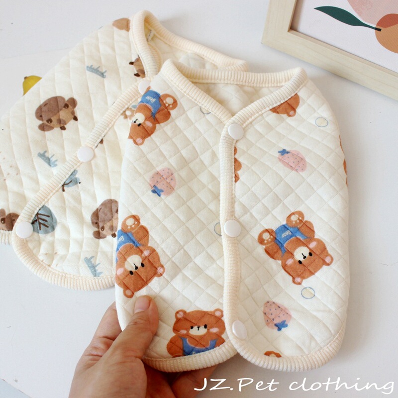 Pet Cat and Dog Clothes Spring, Autumn and Winter Teddy Bichon Small Size Dogs Baby Cotton Warm Cardigan Bottoming Vest Pet Cat and Dog Clothes Spring, Autumn and Winter Teddy Bichon Small Size Dogs Baby Cotton Warm Cardigan Bottoming Vest