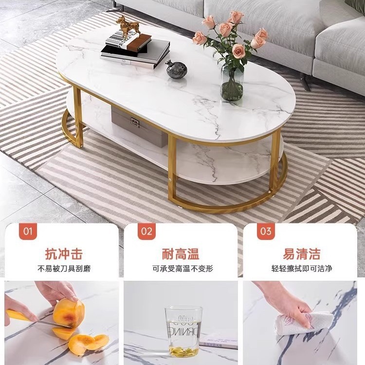 茶几客厅家用现代简约小户型桌子出租屋阳台双层茶台椭圆形茶几桌|undefined