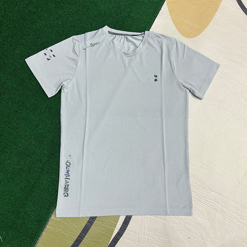 comercio exterior al por mayor seda de hielo transpirable secado rápido camiseta de manga corta camiseta deportiva al aire libre para hombres acondicionamiento físico absorción de humedad sudor delgada