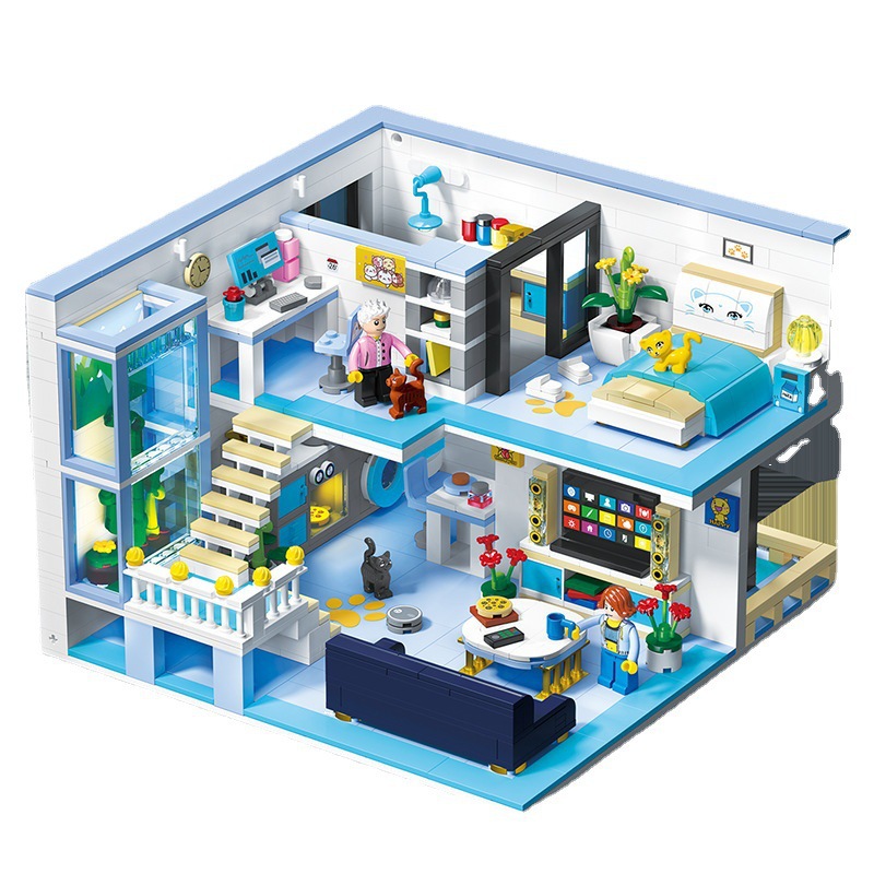 Zhegao mini Meow apartamento estrella oso caliente Casa de montaje los niños inteligencia bloques construcción juguete regalo DZ6105