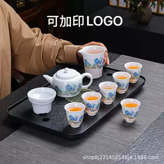 白瓷功夫茶具套装陶瓷家用整套羊脂玉高档商务庆典年会伴手礼品