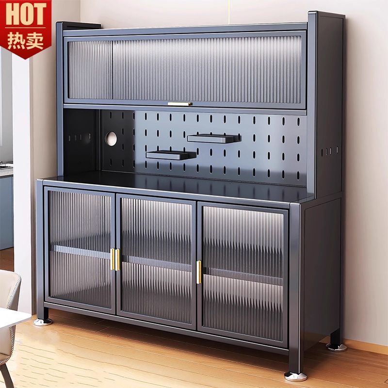 Kitchen Multi-Layer Sideboard Floor-Standing Multi-Functional Storage Rack Microwave Oven Steel Storage Cabinet Home Storage Cabinet