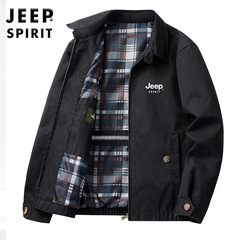 JEEP吉普两面穿夹克衫春秋中老年男上衣宽松大码爸爸休闲外套6806