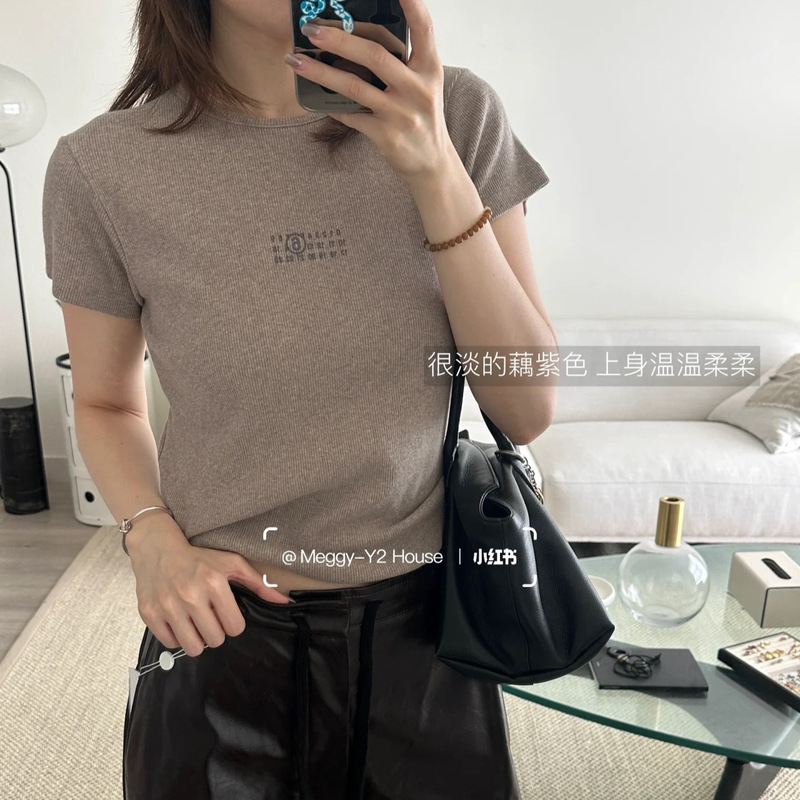 Cross-Border High-End Version Maison Margiela Summer Modal Knit New Women's Stretch Short-Sleeve T-Shirt