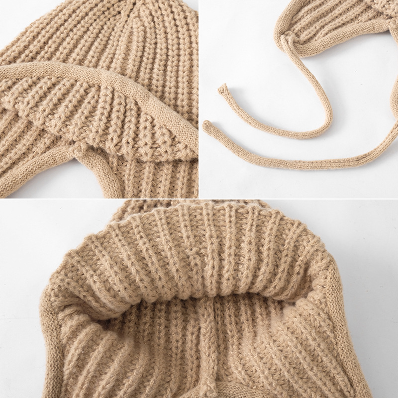 겨울 분위기 여성을위한 한국 스타일 니트 모직 모자 가을, 겨울 따뜻한 귀 보호 비행 모자 스키 천둥 모자