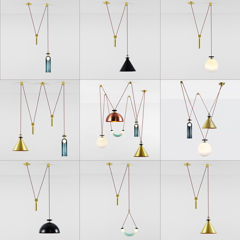 Creative post-modern minimalistic personalized glass chandelier bar counter restaurant cafe bar bedroom small metal chandelier