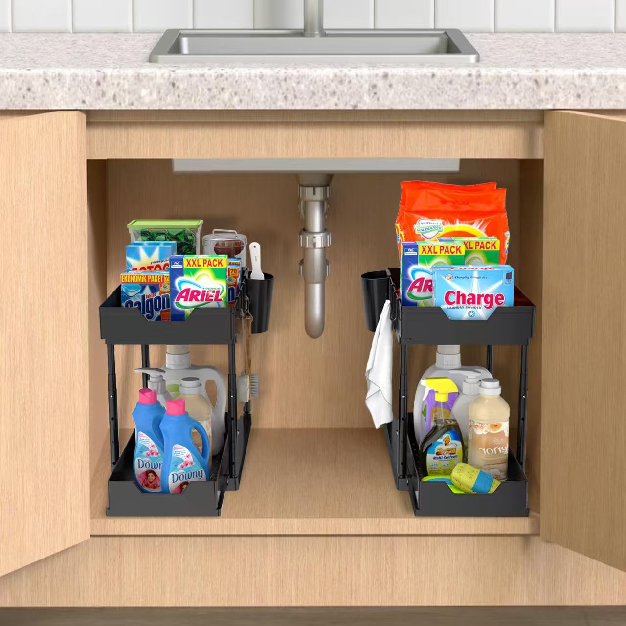 Adjustable Kitchen Spice Rack, Narrow Spice Organizer, Countertop Oil, Salt, Sauce, Vinegar Seasoning Rack, Extendable