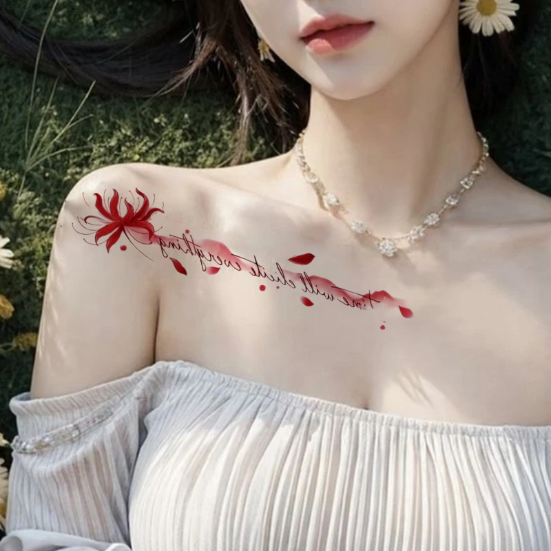Cross-Border Red Fashion Tattoo Stickers Waterproof Women's Light Luxury Ins Niche Design New Trendy Influencer Hot Girl Trend