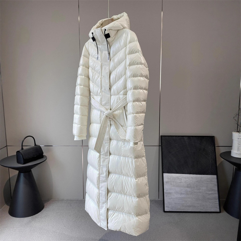 Down Jacket with Walking Feather! ~Direct~Z! Jin Imported Nylon Duck down Belt down Jacket Extended One-Piece Drop Shipping