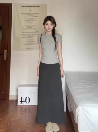 针织薄款半身裙套装女夏长款2025夏季爆款包臀裙子韩系绝美小套装|undefined