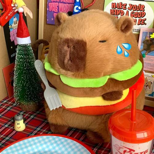Hamburg Kapika Pibala doll doll guinea pig plush toy cute burger capybara birthday gift