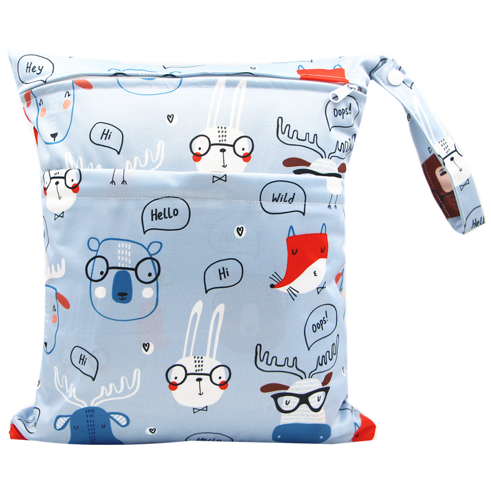 Asenappy bolsa de pañales 30*36cm bebé doble cremallera impresión impermeable bolsa de pañales cien tipos de impresión en stock