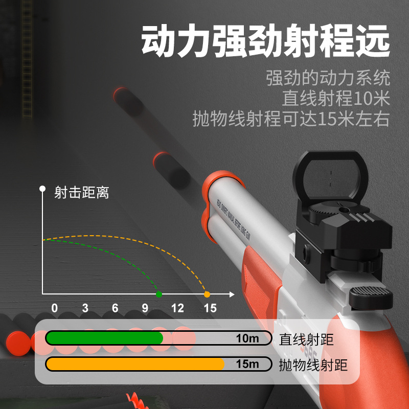 El spray de doble tubo para niños S686 puede disparar escopetas, niño come pollo, modelo de pistola de juguete, rifle de batalla al aire libre