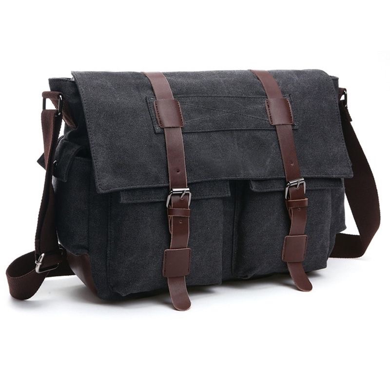Cross-border exclusive canvas crossbody bag, Canon DSLR camera bag, messenger bag, vintage travel British-style business shoulder bag