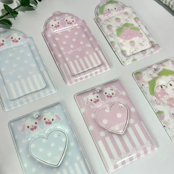 Wholesale supply of external network wind sweet rabbit 3 inch card holder photo card pendant key ring card holder