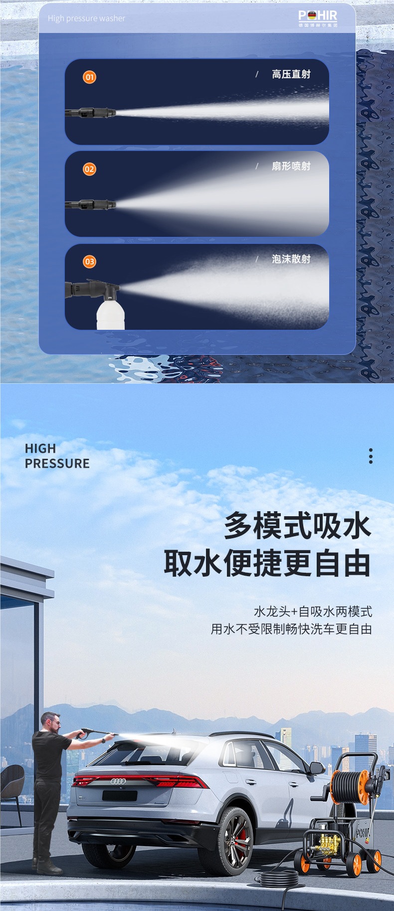 26 New Model Car Washing Machine 220V High-Pressure Household High-Power Industrial Water Gun Commercial Super Strong Pressure Booster for Cleaning Floors