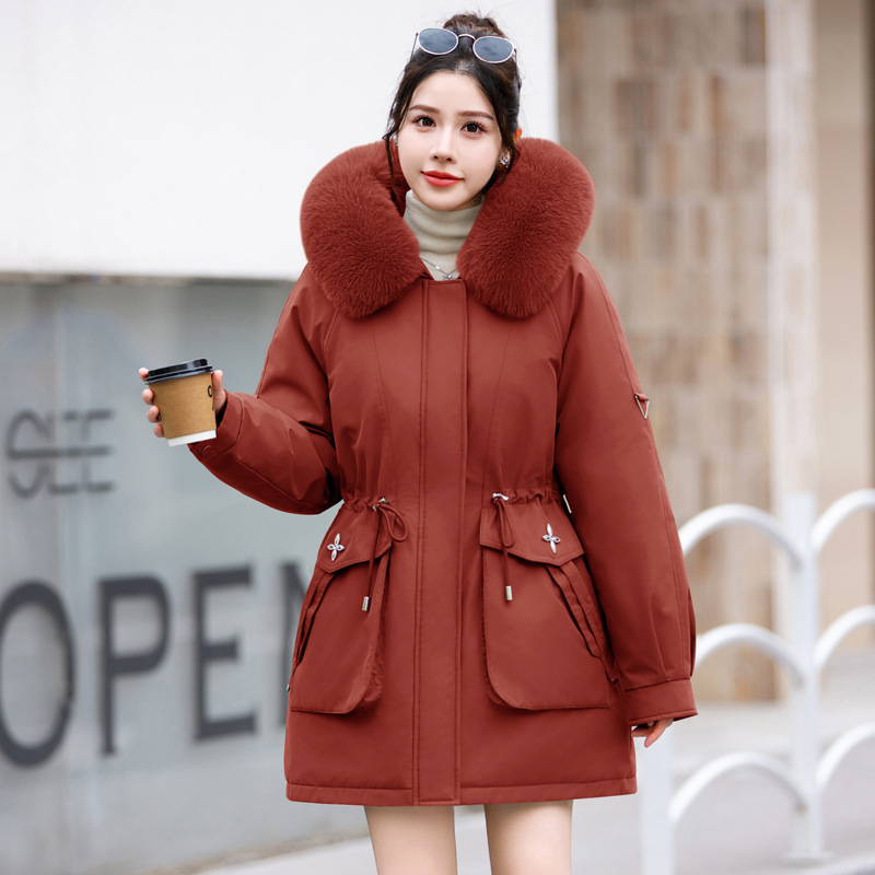 Paquiao2024 nuevo forro de invierno de mujer desmontable chaqueta de algodón grueso medio largo abrigo de algodón grueso