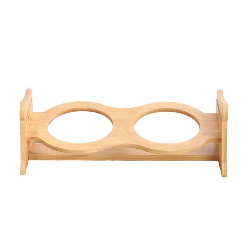 东莞外贸工厂定制 竹木狗食盆猫饭碗双碗食架喂食架 竹制宠物碗架