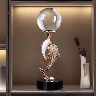 Light Luxury Dolphin Crystal Ball Living Room Ornaments Entrance Tv Wine Cabinet Home Soft Decorations