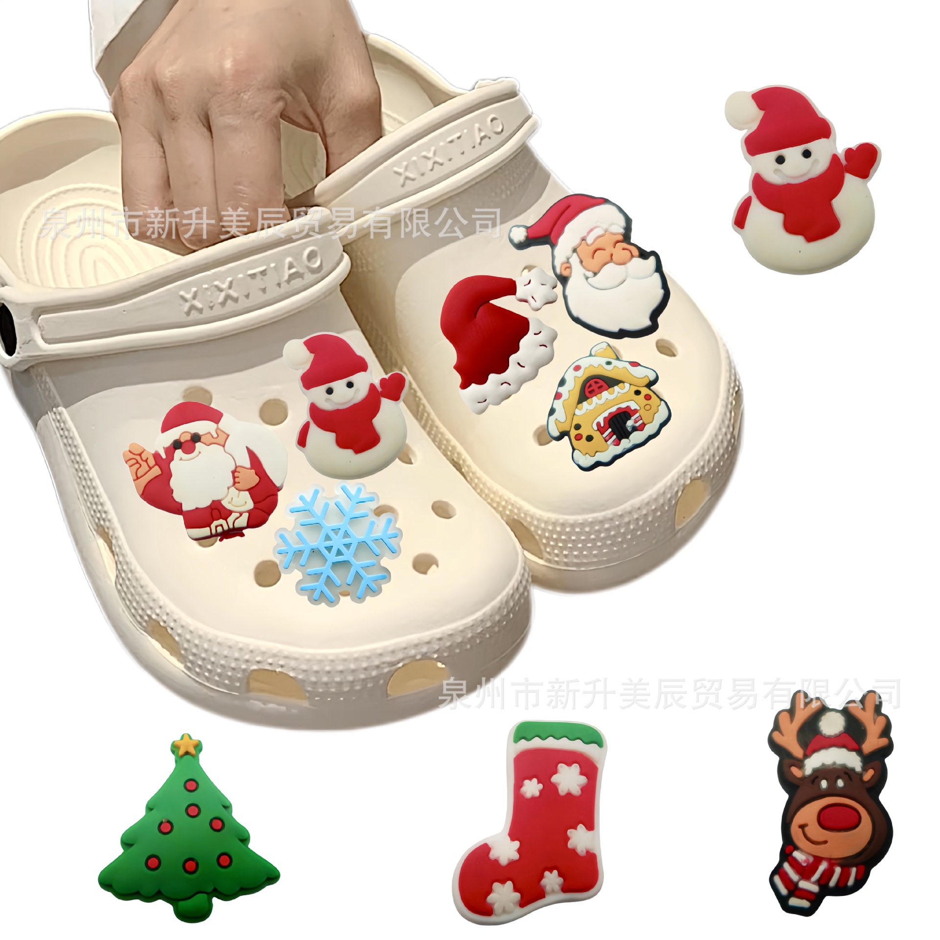 Navidad agujero de zapatos agujero de zapatos botones diy accesorios adorables desmontables agujero de zapatos botones botones