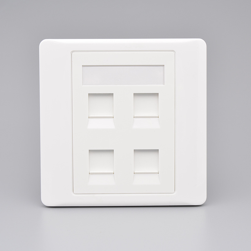 86型四口空白面板网络电脑电话信息面板空白墙壁插座面板不含模块