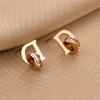 Golden earrings stainless steel, jewelry, European style, does not fade, pink gold, wholesale