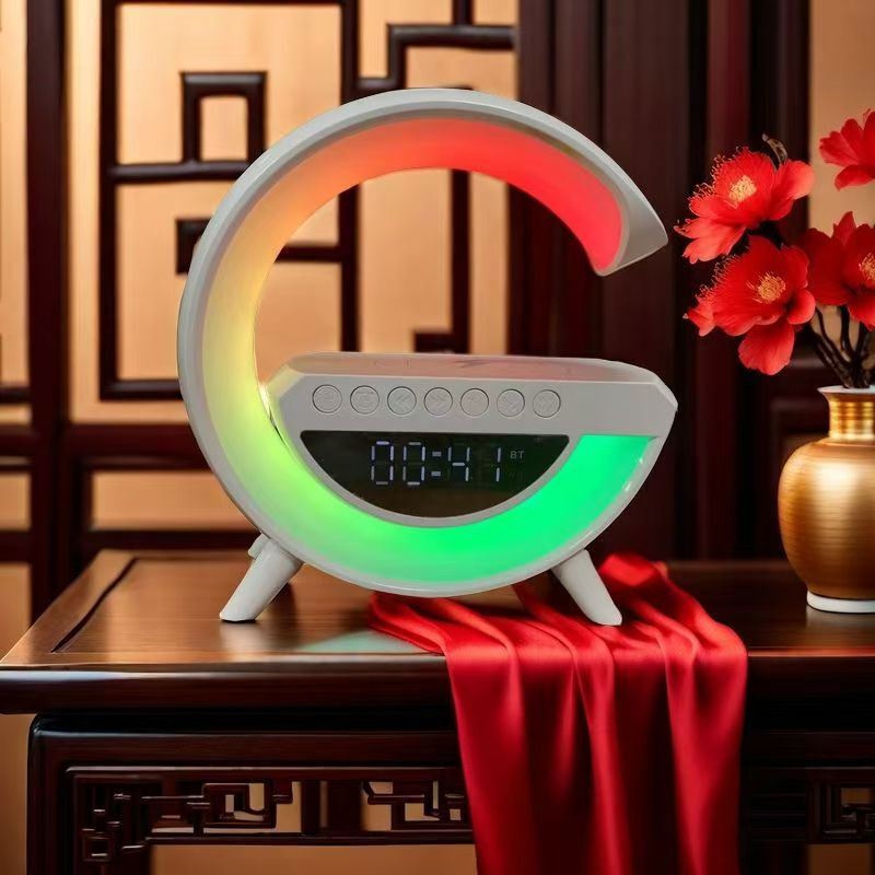 Popular model G3401 Bluetooth speaker with multi-functional colorful lighting, clock, wireless charging, and night light Popular model G3401 Bluetooth speaker with multi-functional colorful lighting, clock, wireless charging, and night light