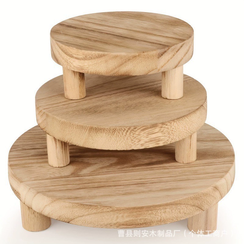 Wooden round flowerpot base solid wood small stool ornaments creative storage rack cup base bracket round bottom bracket